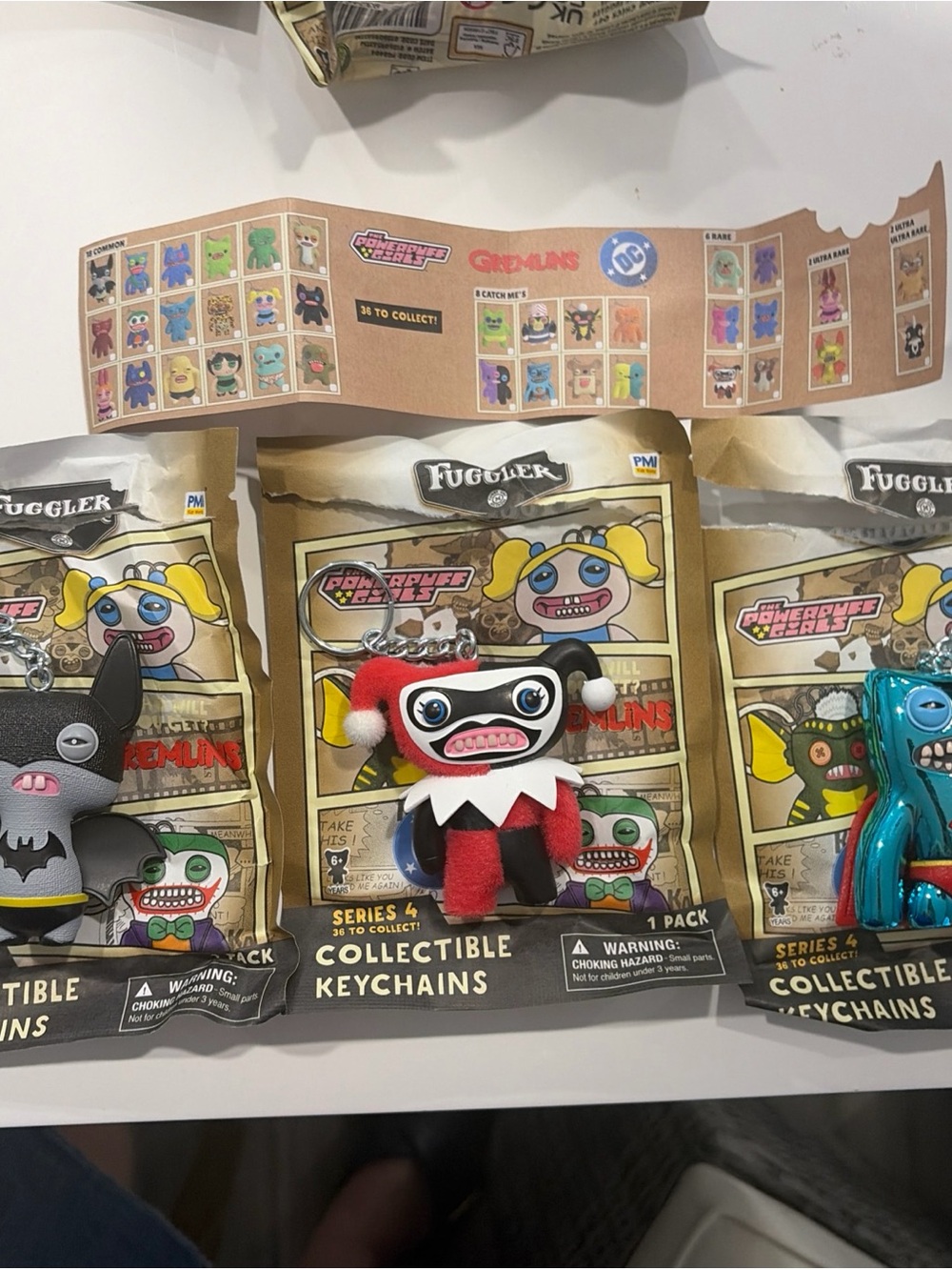 Fuggler Series 4 Red & Black Harlequin Collectible Keychain lot of 3
